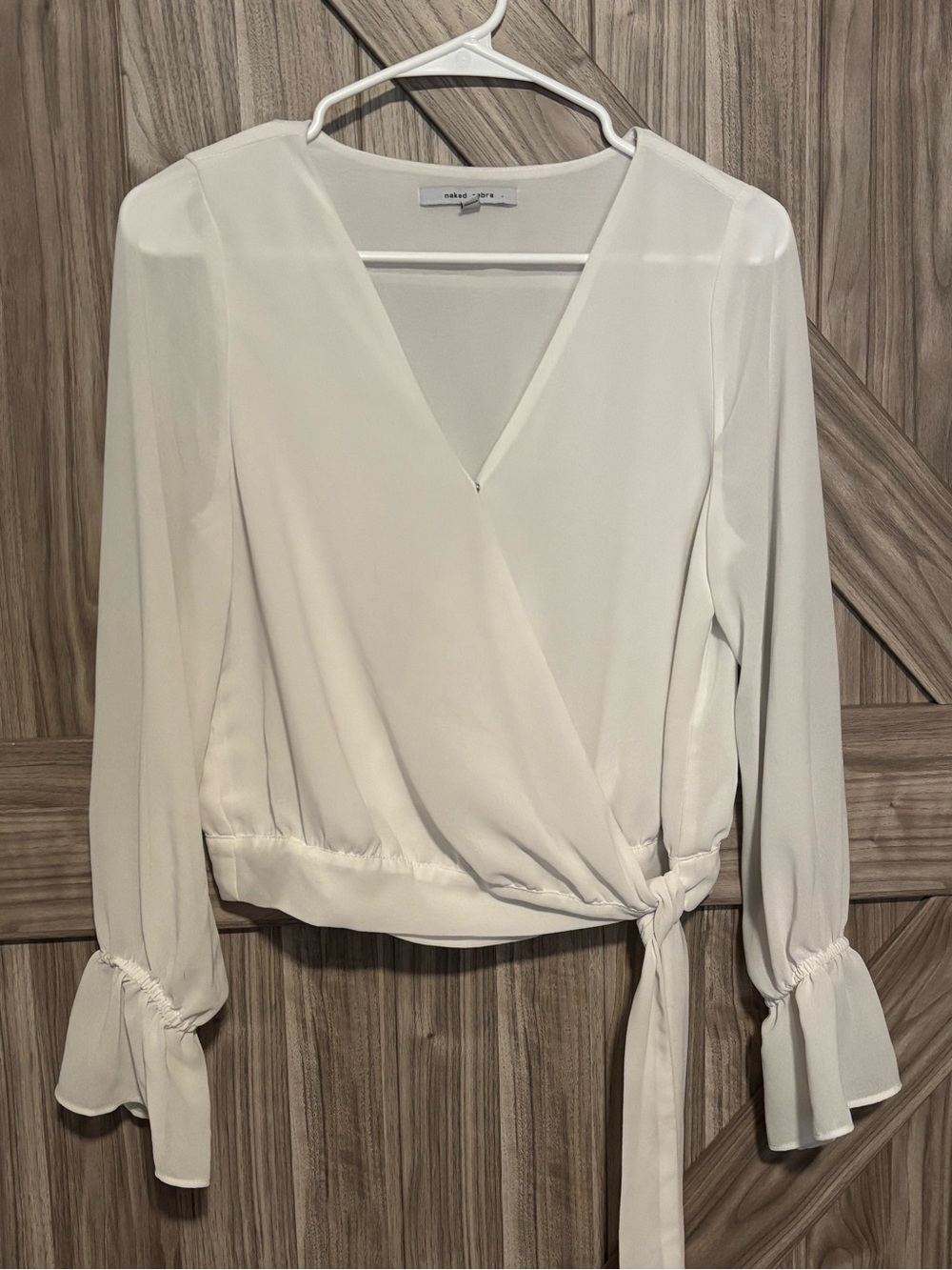 Off- White Wrap-Front Long Sleeve Top by A New Day